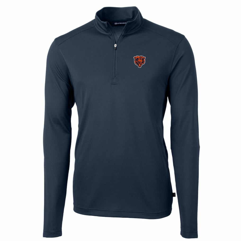 NFL Chicago Bears Cutter & Buck Throwback Logo Virtue Eco Pique Recycled Quarter-Zip Big & Tall Pullover Top