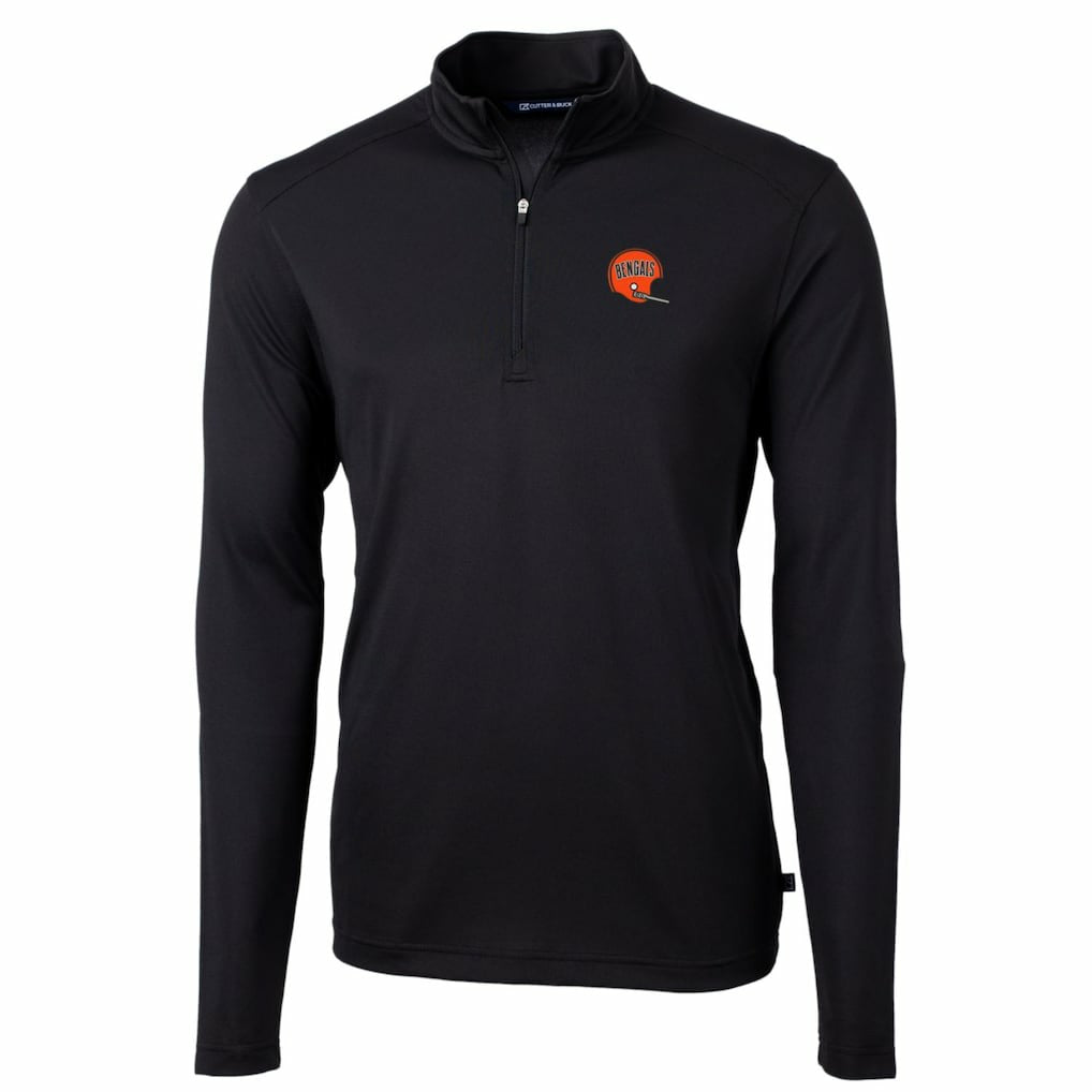 NFL Cincinnati Bengals Cutter & Buck Throwback Logo Virtue Eco Pique Recycled Quarter-Zip Big & Tall Pullover Top