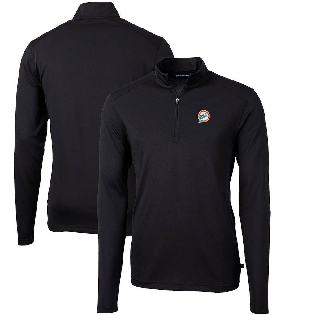 NFL Miami Dolphins Cutter & Buck Throwback Logo Virtue Eco Pique Recycled Quarter-Zip Big & Tall Pullover Top