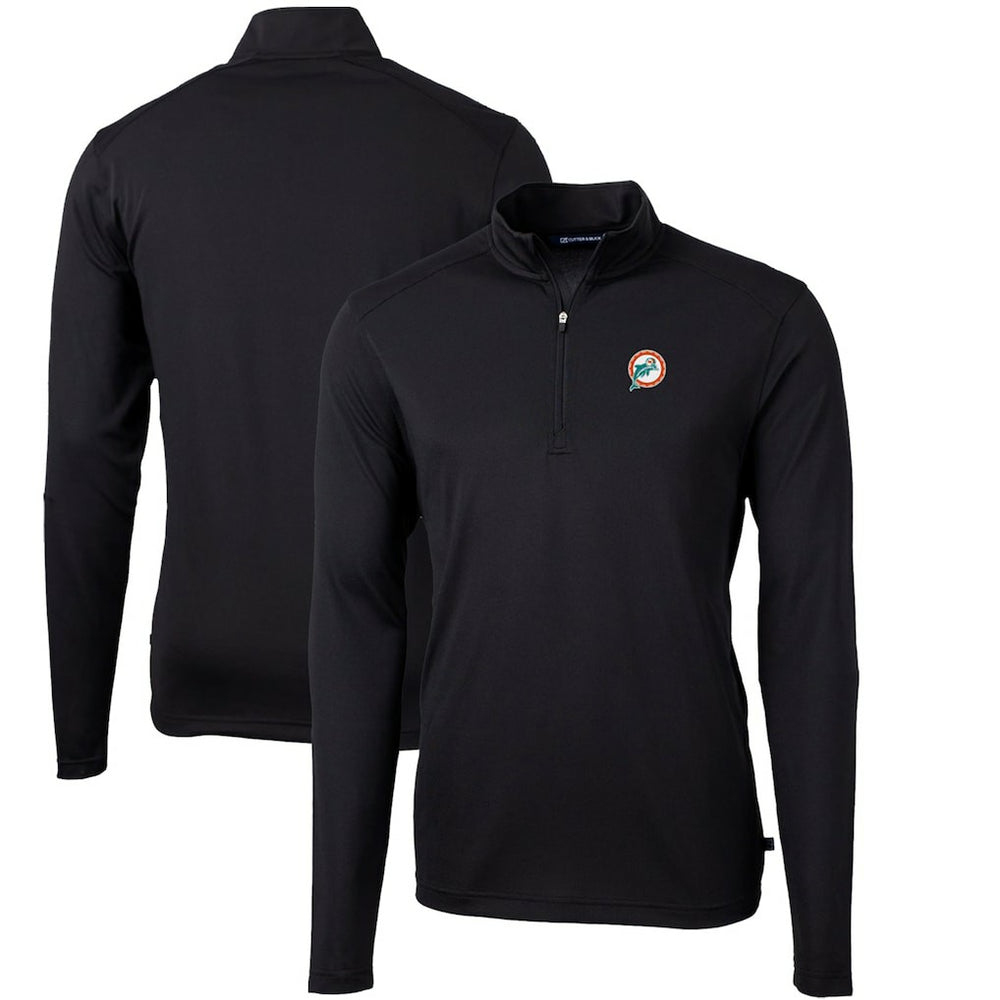 NFL Miami Dolphins Cutter & Buck Throwback Logo Virtue Eco Pique Recycled Quarter-Zip Big & Tall Pullover Top