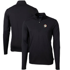 NFL Miami Dolphins Cutter & Buck Throwback Logo Virtue Eco Pique Recycled Quarter-Zip Big & Tall Pullover Top