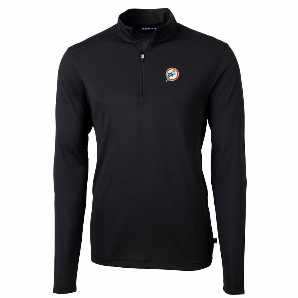 NFL Miami Dolphins Cutter & Buck Throwback Logo Virtue Eco Pique Recycled Quarter-Zip Big & Tall Pullover Top
