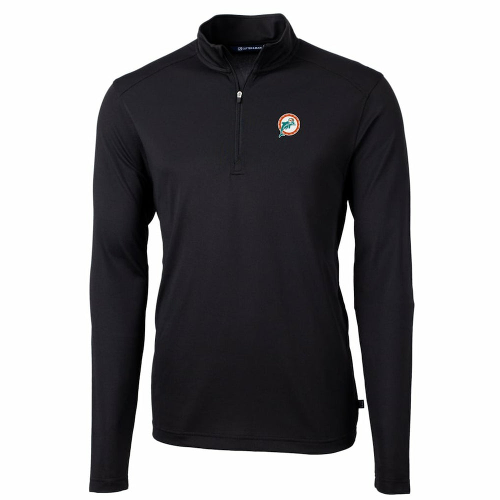 NFL Miami Dolphins Cutter & Buck Throwback Logo Virtue Eco Pique Recycled Quarter-Zip Big & Tall Pullover Top