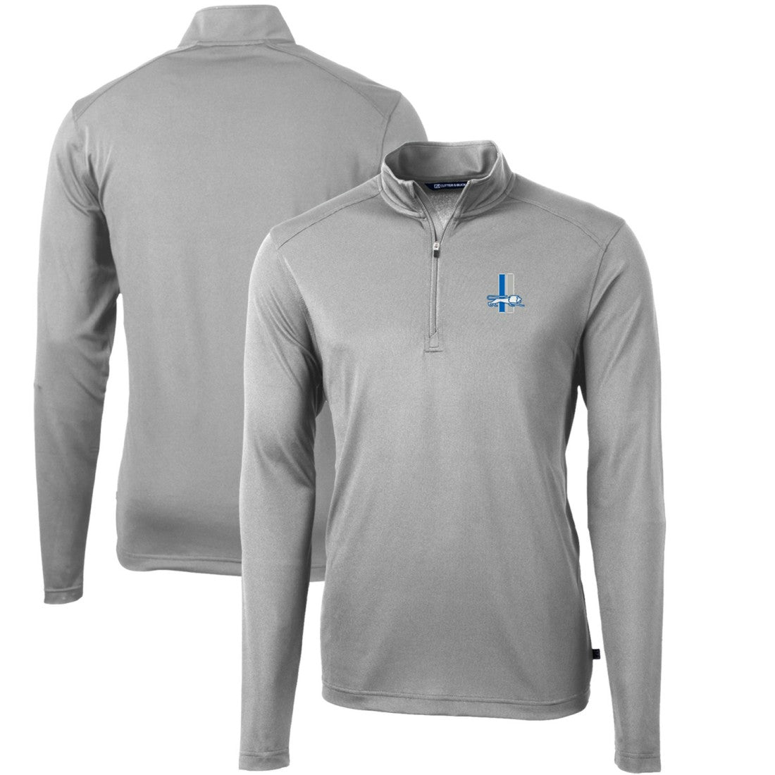 NFL Detroit Lions Cutter & Buck Throwback Logo Virtue Eco Pique Recycled Quarter-Zip Big & Tall Pullover Top