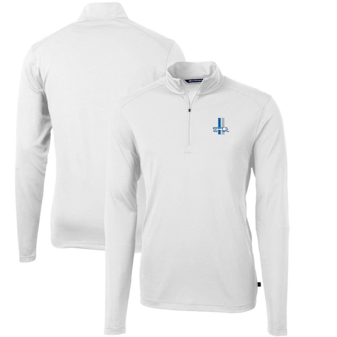 NFL Detroit Lions Cutter & Buck Throwback Logo Virtue Eco Pique Recycled Quarter-Zip Big & Tall Pullover Top