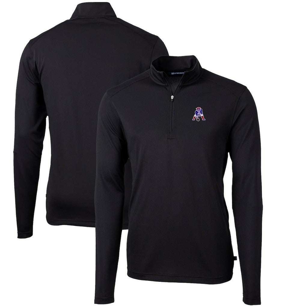 NFL New England Patriots Cutter & Buck Throwback Logo Virtue Eco Pique Recycled Quarter-Zip Big & Tall Pullover Top