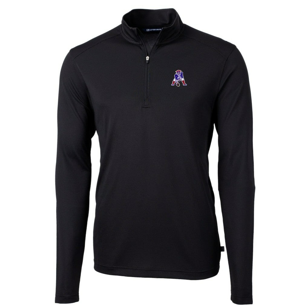 NFL New England Patriots Cutter & Buck Throwback Logo Virtue Eco Pique Recycled Quarter-Zip Big & Tall Pullover Top