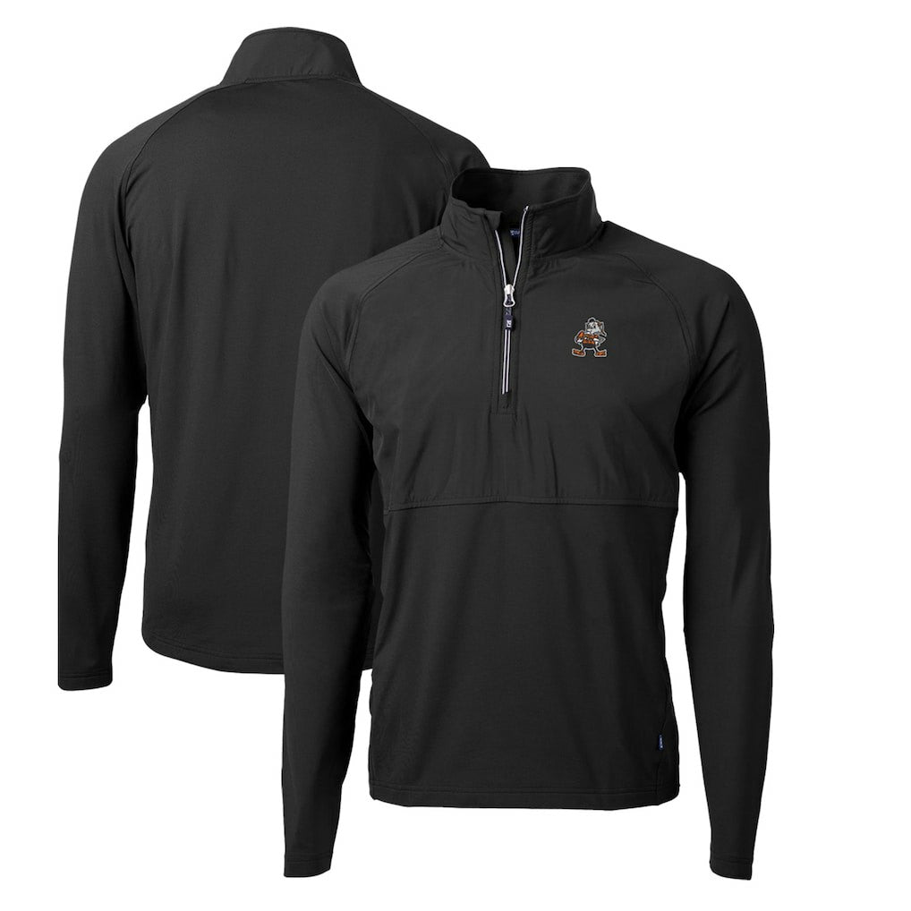 NFL Cleveland Browns Cutter & Buck Adapt Eco Knit Hybrid Recycled Quarter-Zip Throwback Pullover Top