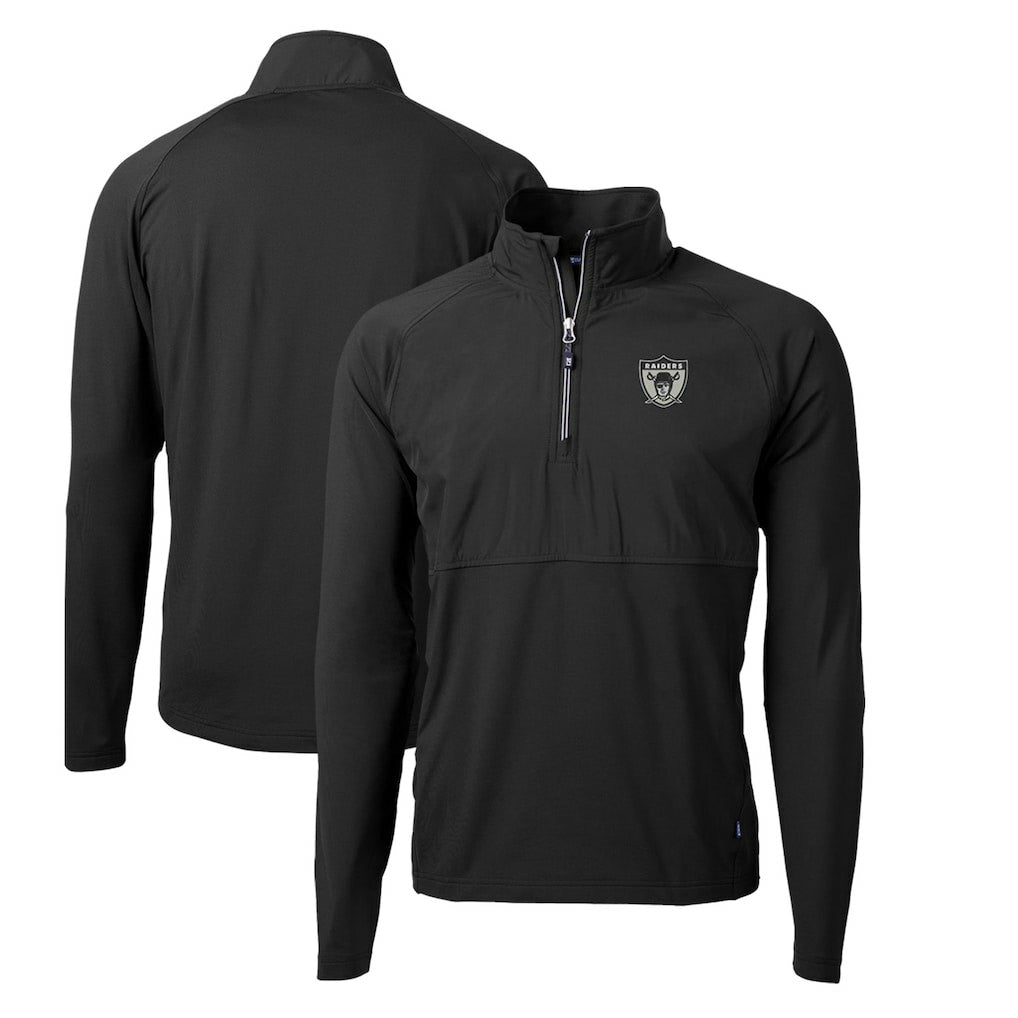 NFL Las Vegas Raiders Cutter & Buck Adapt Eco Knit Hybrid Recycled Quarter-Zip Throwback Pullover Top