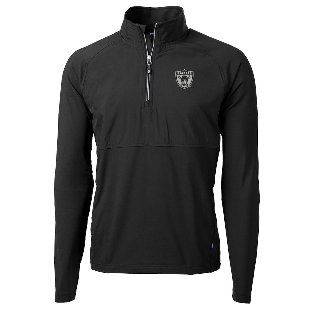 NFL Las Vegas Raiders Cutter & Buck Adapt Eco Knit Hybrid Recycled Quarter-Zip Throwback Pullover Top