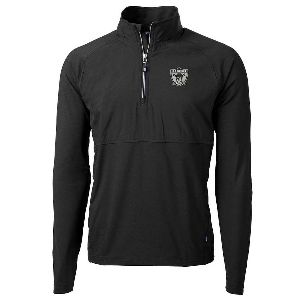NFL Las Vegas Raiders Cutter & Buck Adapt Eco Knit Hybrid Recycled Quarter-Zip Throwback Pullover Top