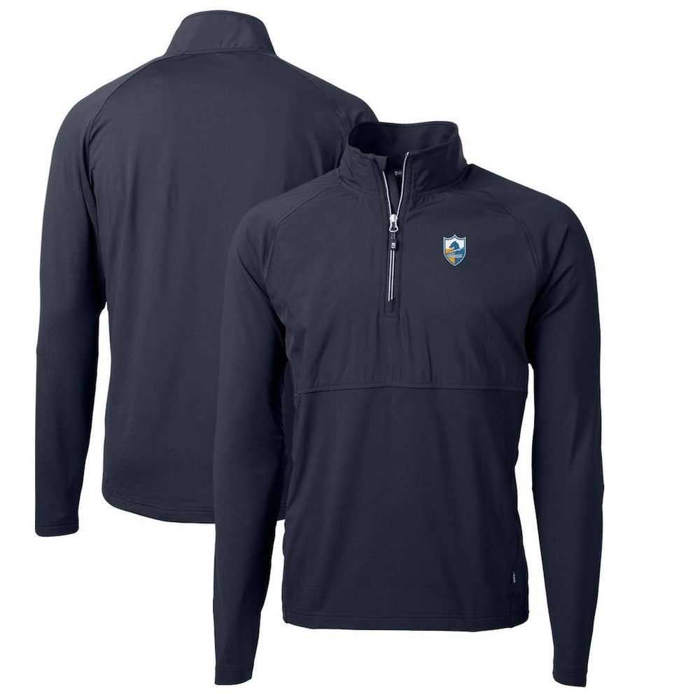 NFL Los Angeles Chargers Cutter & Buck Adapt Eco Knit Hybrid Recycled Quarter-Zip Throwback Pullover Top
