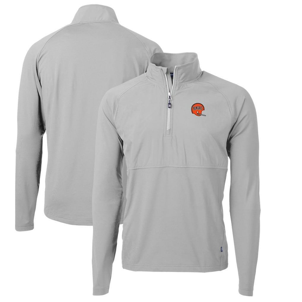 NFL Cincinnati Bengals Cutter & Buck Adapt Eco Knit Hybrid Recycled Quarter-Zip Throwback Pullover Top