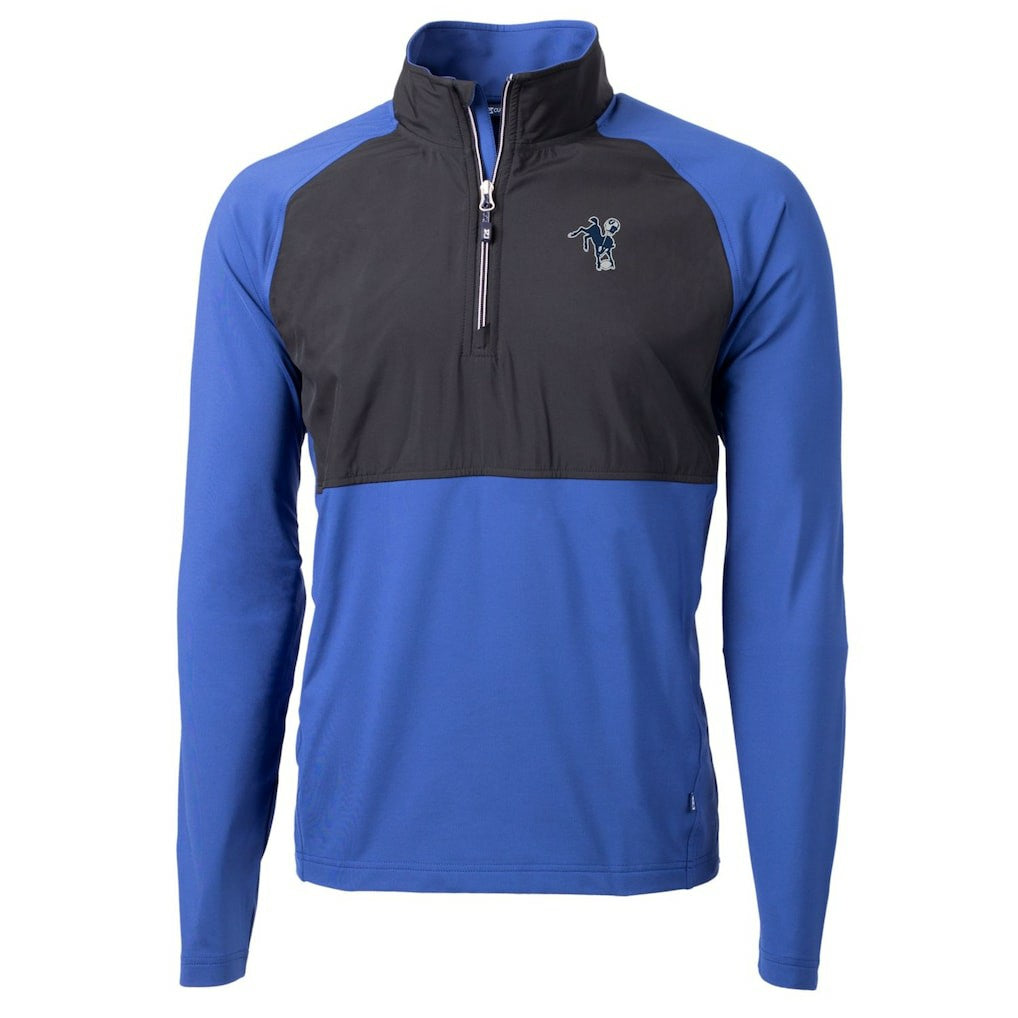 NFL Indianapolis Colts Cutter & Buck Adapt Eco Knit Hybrid Recycled Quarter-Zip Throwback Pullover Top