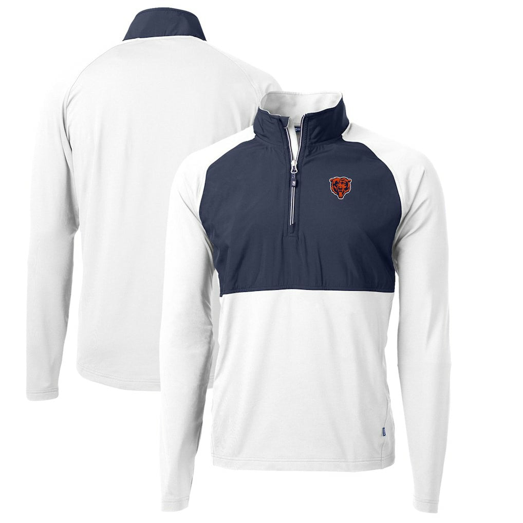 NFL Chicago Bears Cutter & Buck Adapt Eco Knit Hybrid Recycled Quarter-Zip Throwback Pullover Top