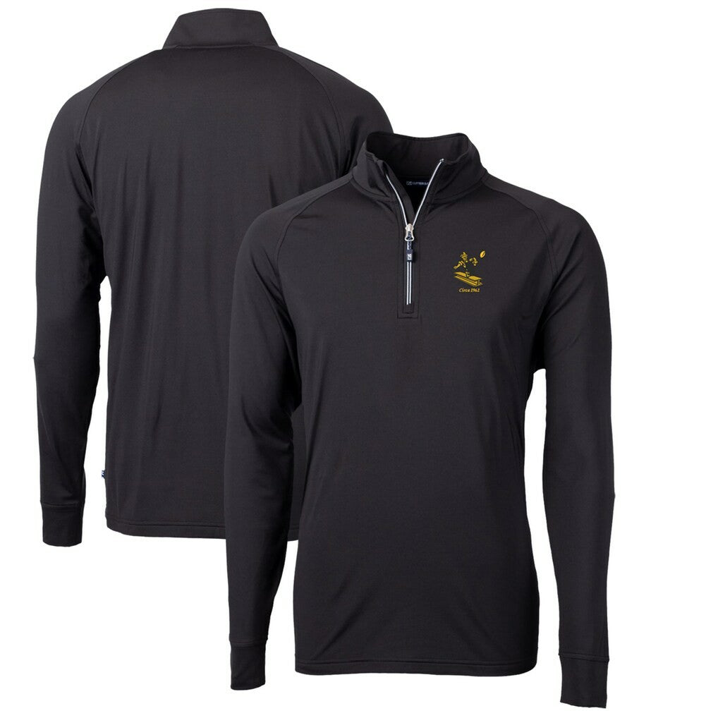 NFL Pittsburgh Steelers Cutter & Buck Adapt Eco Knit Stretch Recycled Quarter-Zip Throwback Pullover Top