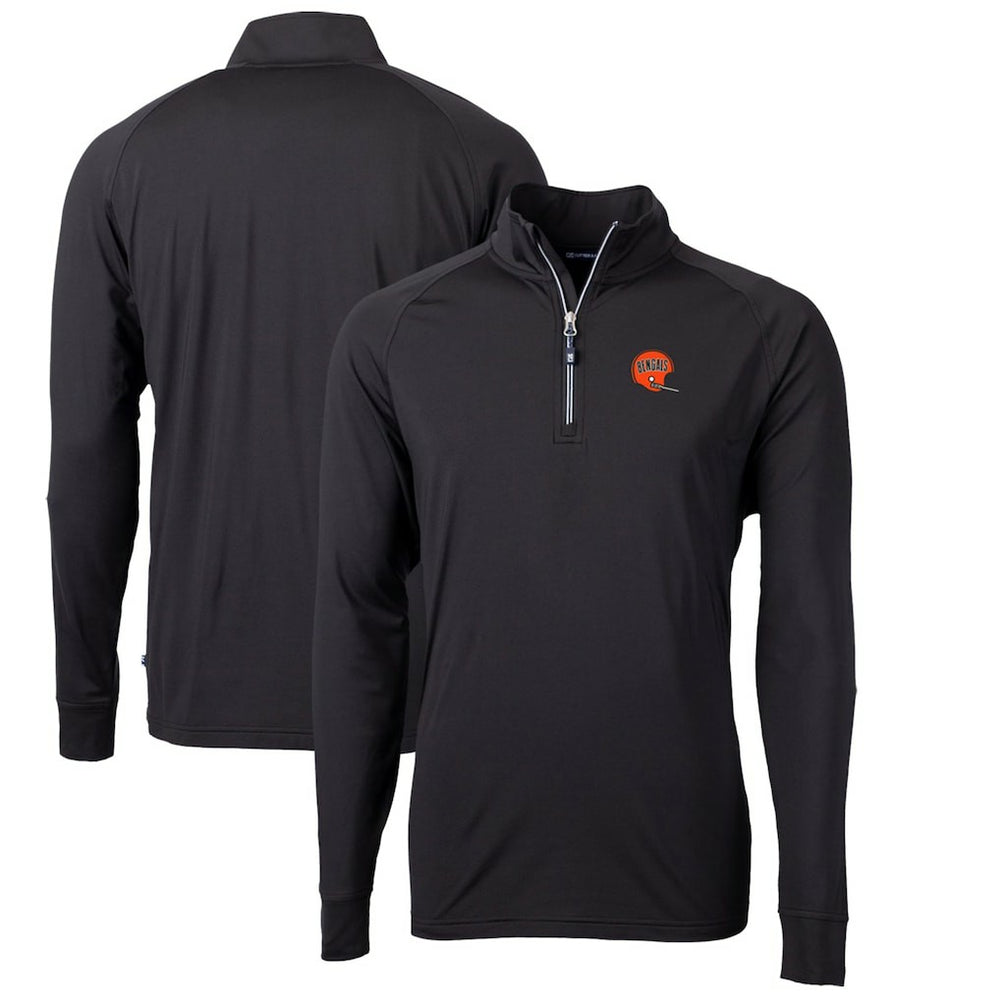 NFL Cincinnati Bengals Cutter & Buck Adapt Eco Knit Stretch Recycled Quarter-Zip Throwback Pullover Top