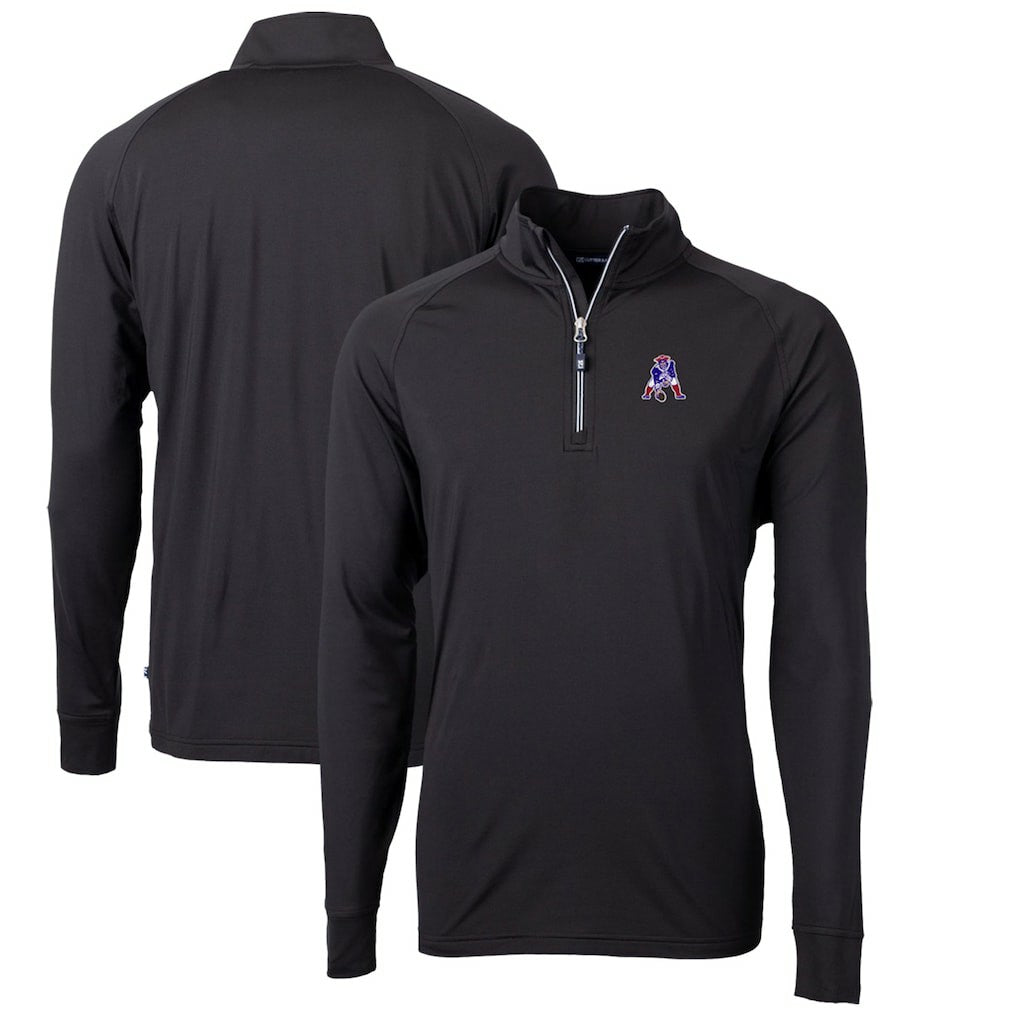 NFL New England Patriots Cutter & Buck Adapt Eco Knit Stretch Recycled Quarter-Zip Throwback Pullover Top