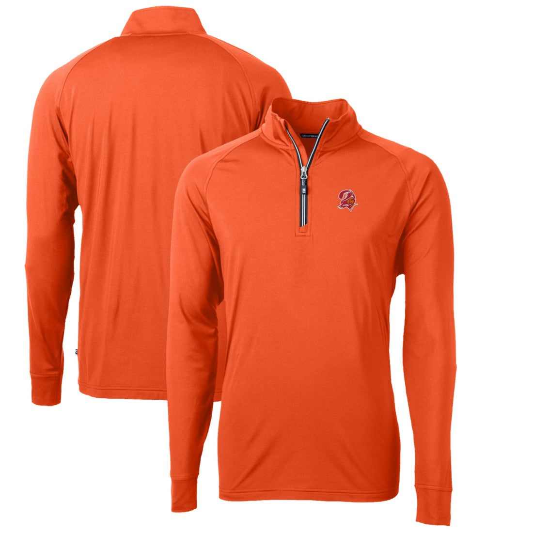 NFL Tampa Bay Buccaneers Cutter & Buck Adapt Eco Knit Stretch Recycled Quarter-Zip Throwback Pullover Top