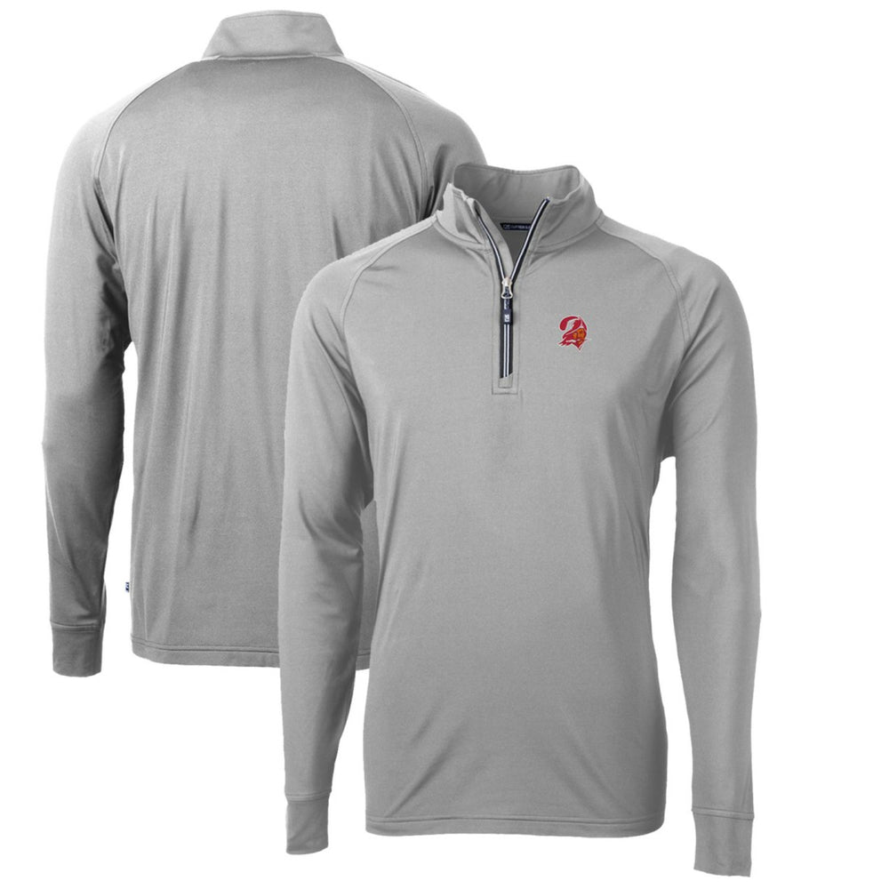 NFL Tampa Bay Buccaneers Cutter & Buck Adapt Eco Knit Stretch Recycled Quarter-Zip Throwback Pullover Top