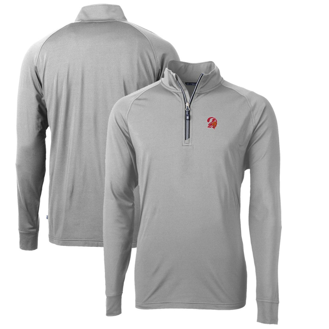NFL Tampa Bay Buccaneers Cutter & Buck Adapt Eco Knit Stretch Recycled Quarter-Zip Throwback Pullover Top