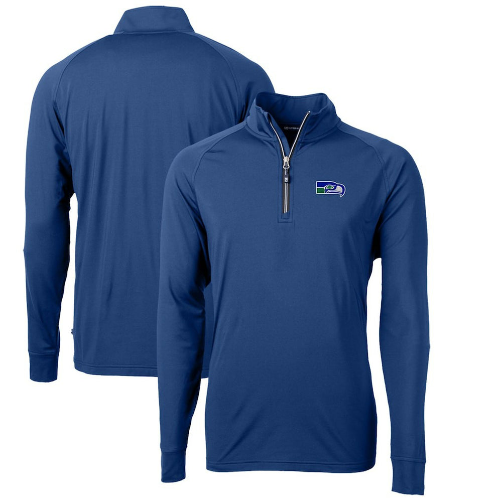 NFL Seattle Seahawks Cutter & Buck Adapt Eco Knit Stretch Recycled Quarter-Zip Throwback Pullover Top