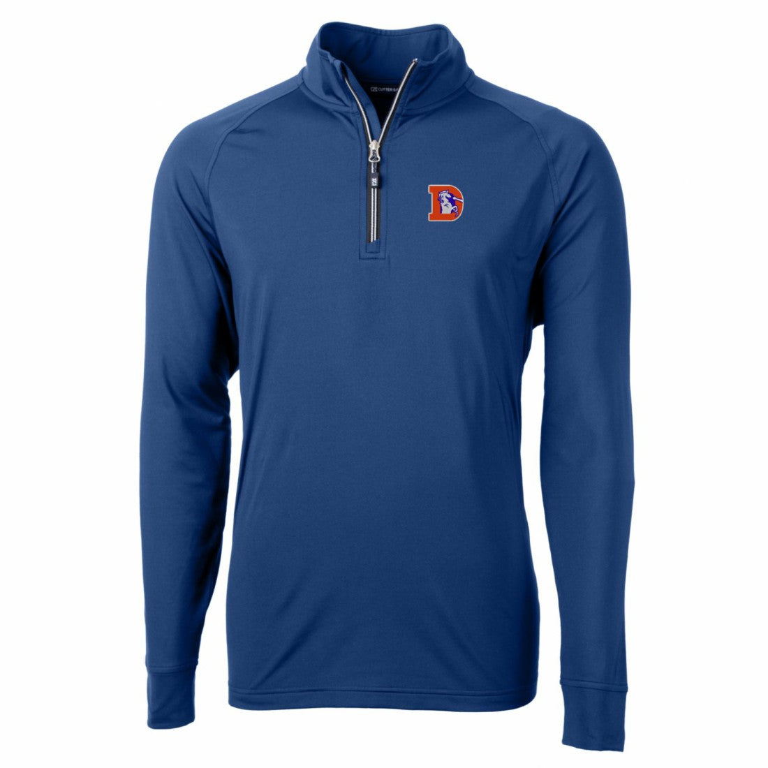 NFL Denver Broncos Cutter & Buck Adapt Eco Knit Stretch Recycled Quarter-Zip Throwback Pullover Top