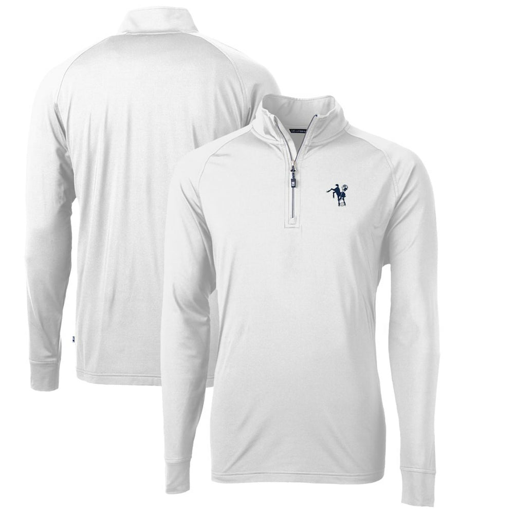 NFL Indianapolis Colts Cutter & Buck Adapt Eco Knit Stretch Recycled Quarter-Zip Throwback Pullover Top