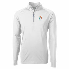 NFL Miami Dolphins Cutter & Buck Adapt Eco Knit Stretch Recycled Quarter-Zip Throwback Pullover Top