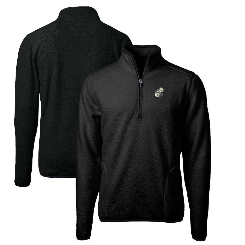 NFL New Orleans Saints Cutter & Buck Throwback Eco Sherpa Fleece Quarter-Zip Pullover Jacket