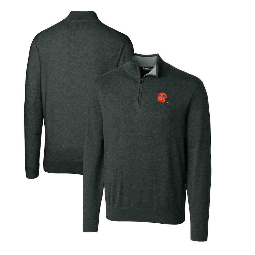 NFL Cincinnati Bengals Cutter & Buck Throwback Logo Lakemont Tri-Blend Quarter-Zip Pullover Sweater