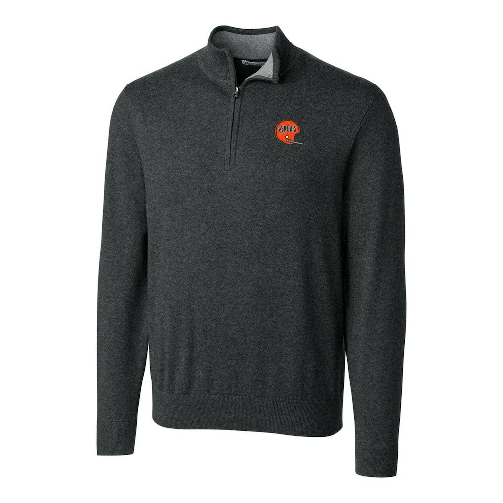 NFL Cincinnati Bengals Cutter & Buck Throwback Logo Lakemont Tri-Blend Quarter-Zip Pullover Sweater