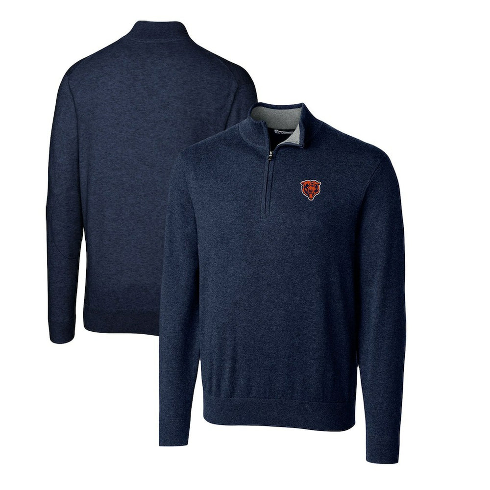 NFL Chicago Bears Cutter & Buck Throwback Logo Lakemont Tri-Blend Quarter-Zip Pullover Sweater