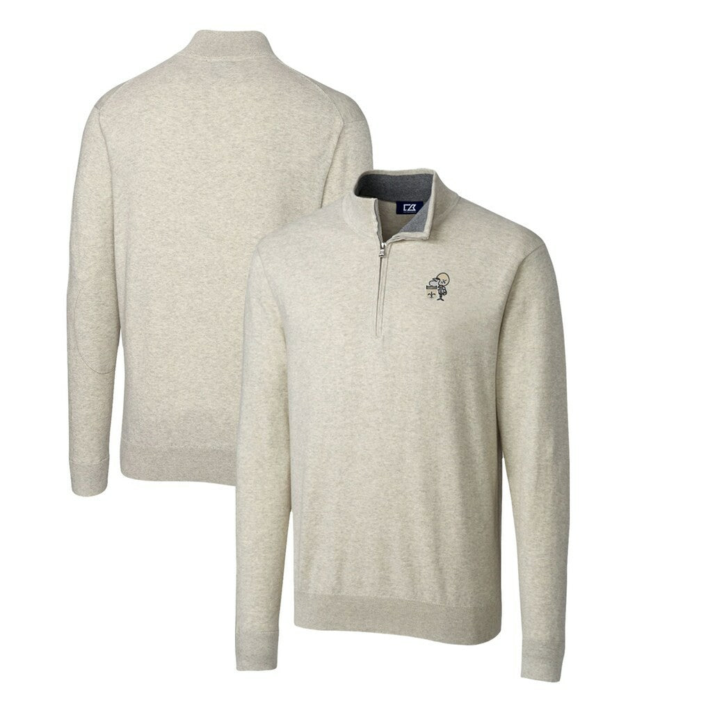 NFL New Orleans Saints Cutter & Buck Throwback Logo Lakemont Tri-Blend Quarter-Zip Pullover Sweater