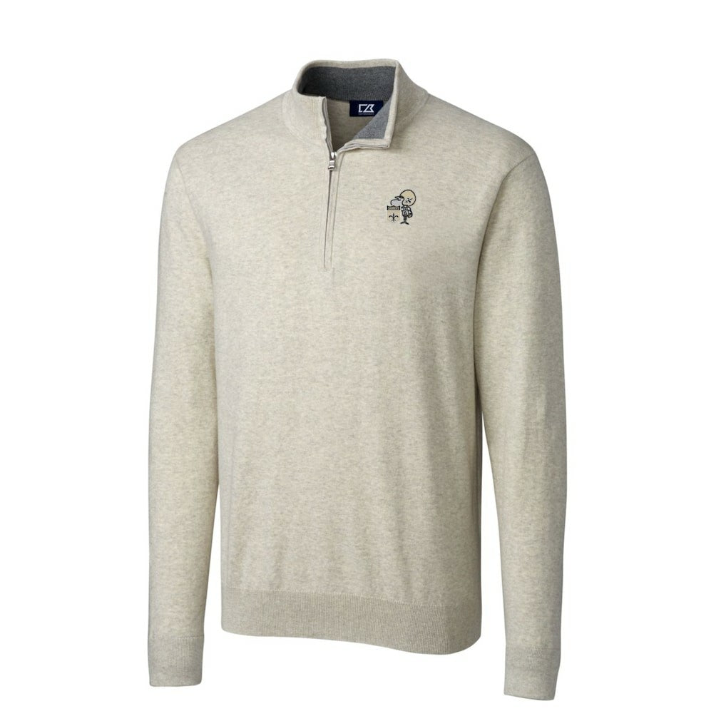 NFL New Orleans Saints Cutter & Buck Throwback Logo Lakemont Tri-Blend Quarter-Zip Pullover Sweater