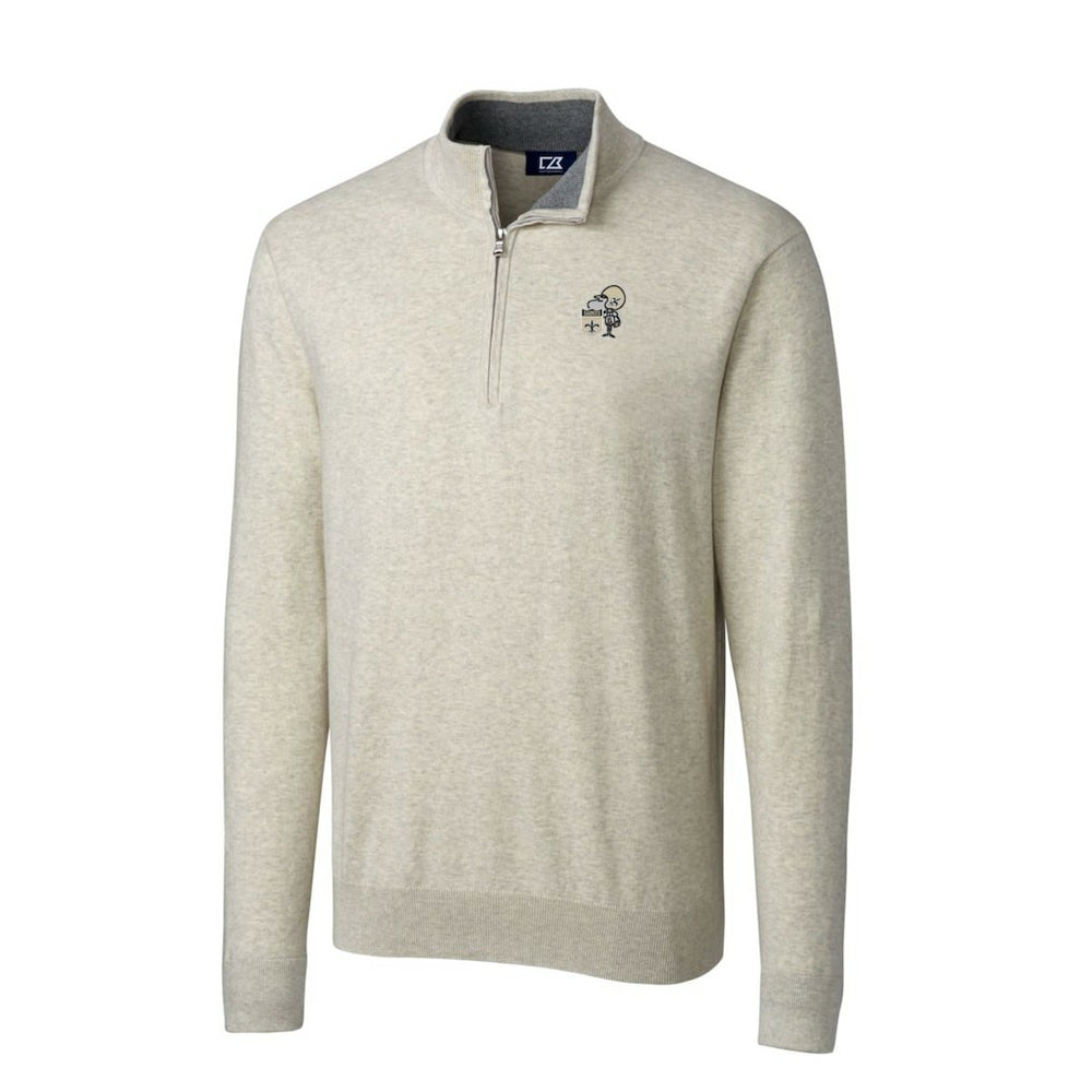 NFL New Orleans Saints Cutter & Buck Throwback Logo Lakemont Tri-Blend Quarter-Zip Pullover Sweater