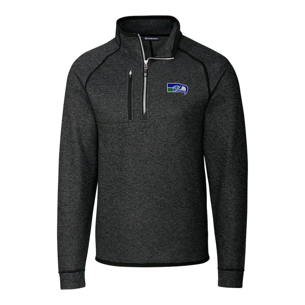 NFL Seattle Seahawks Cutter & Buck Throwback Logo Mainsail Sweater-Knit Half-Zip Pullover Jacket