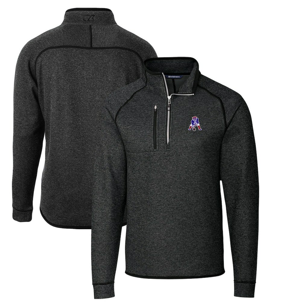 NFL New England Patriots Cutter & Buck Throwback Logo Mainsail Sweater-Knit Half-Zip Pullover Jacket
