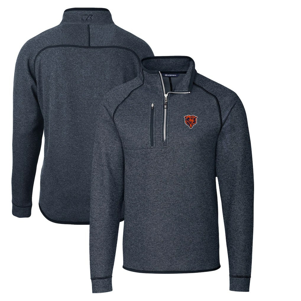 NFL Chicago Bears Cutter & Buck Throwback Logo Mainsail Sweater-Knit Half-Zip Pullover Jacket