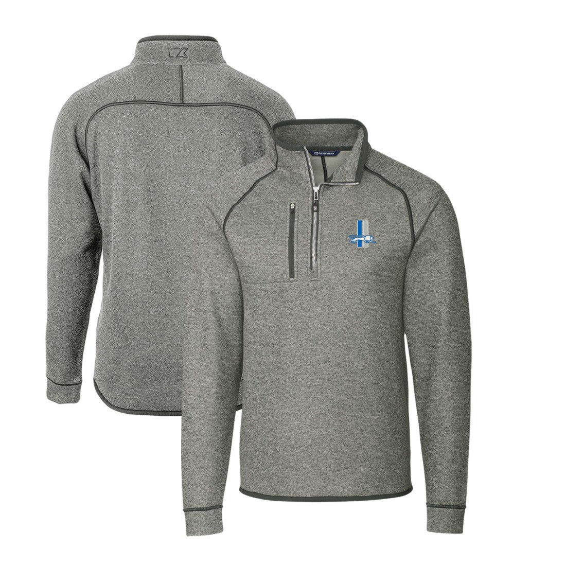 NFL Detroit Lions Cutter & Buck Throwback Logo Mainsail Sweater-Knit Half-Zip Pullover Jacket