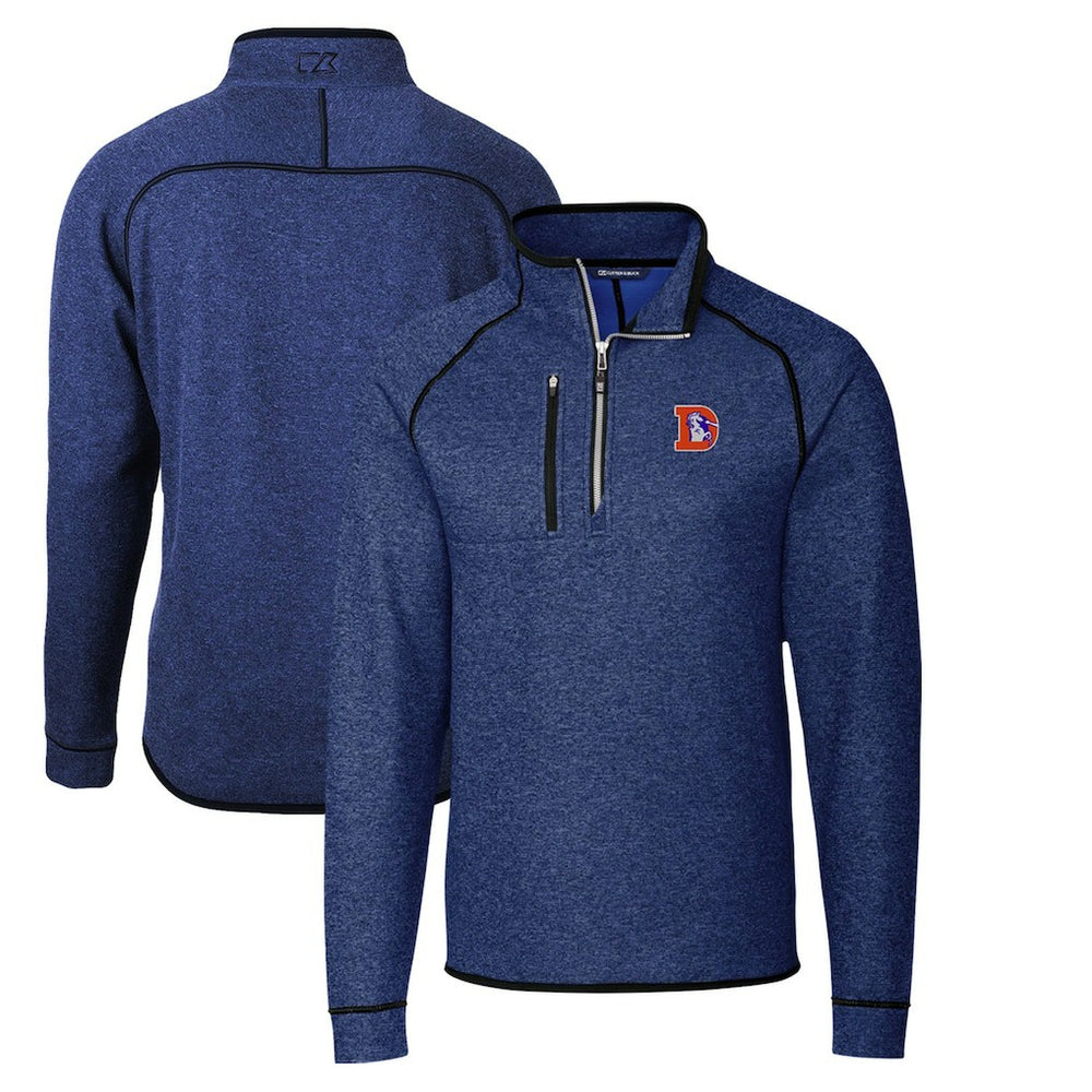 NFL Denver Broncos Cutter & Buck Throwback Logo Mainsail Sweater-Knit Half-Zip Pullover Jacket