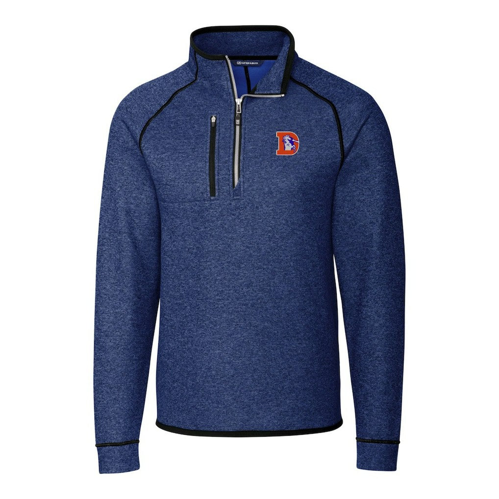 NFL Denver Broncos Cutter & Buck Throwback Logo Mainsail Sweater-Knit Half-Zip Pullover Jacket