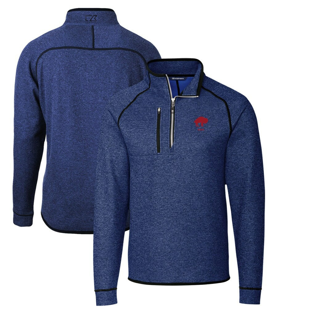 NFL Buffalo Bills Cutter & Buck Throwback Logo Mainsail Sweater-Knit Half-Zip Pullover Jacket