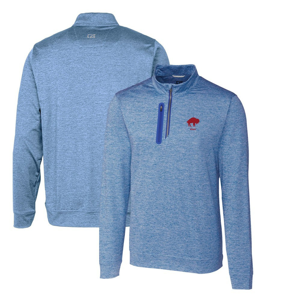 NFL Buffalo Bills Cutter & Buck Stealth Heathered Throwback Logo Quarter-Zip Pullover Top