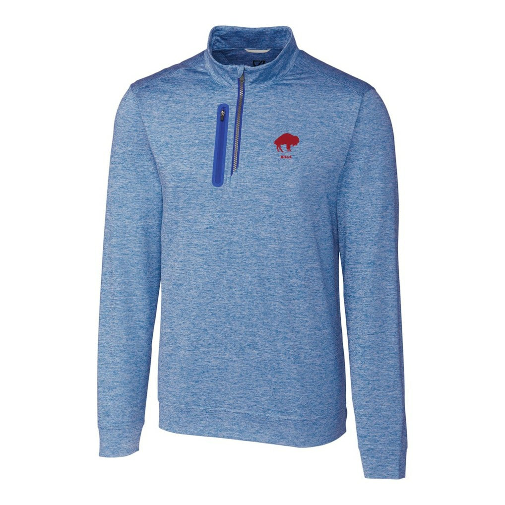 NFL Buffalo Bills Cutter & Buck Stealth Heathered Throwback Logo Quarter-Zip Pullover Top