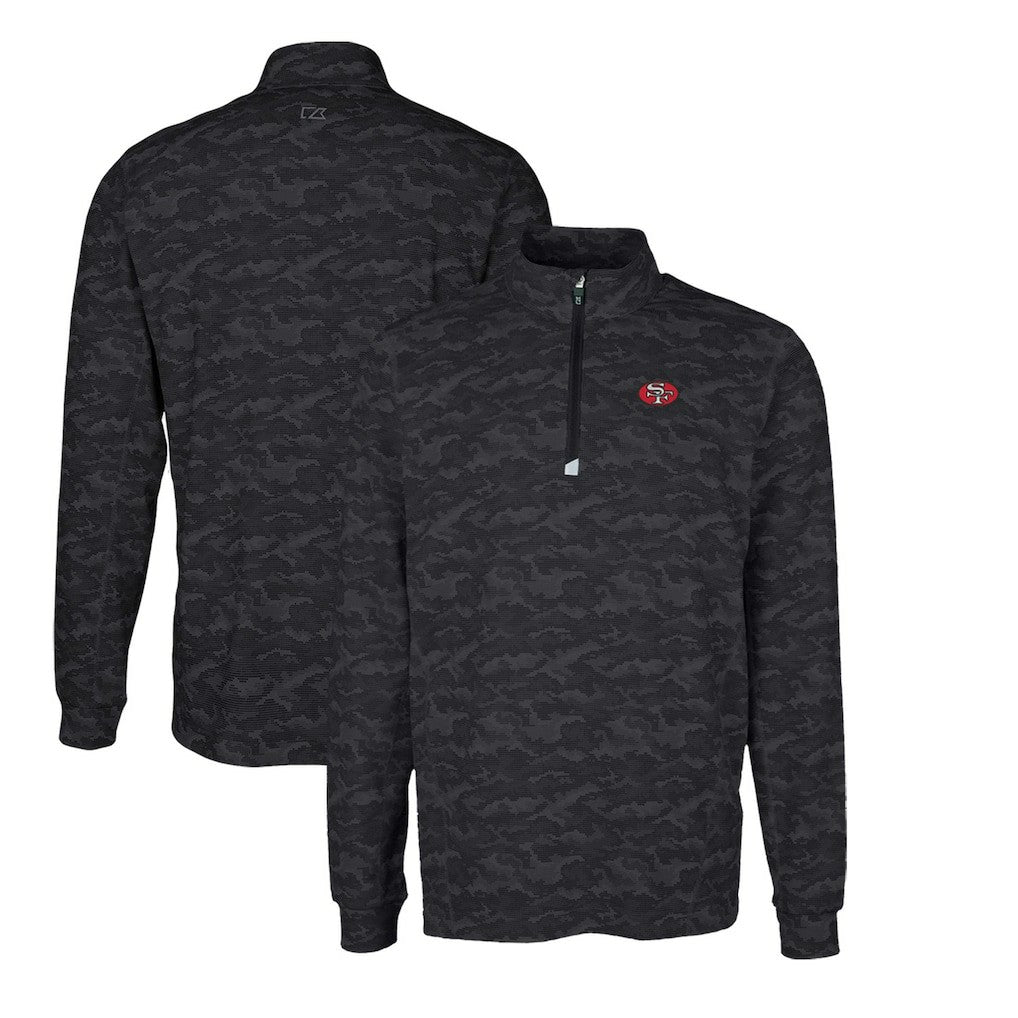 NFL San Francisco 49ers Cutter & Buck Throwback Logo Traverse Camo Print Stretch Quarter-Zip Pullover Top
