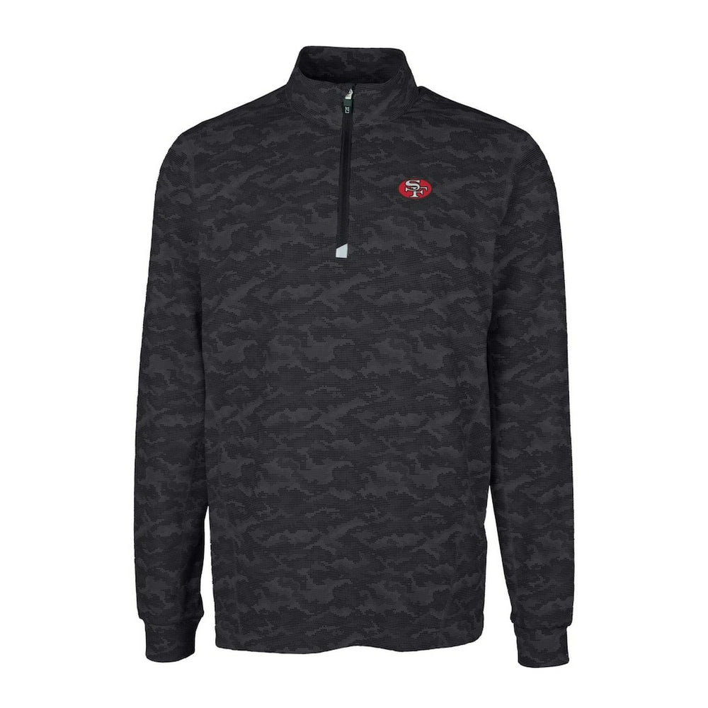 NFL San Francisco 49ers Cutter & Buck Throwback Logo Traverse Camo Print Stretch Quarter-Zip Pullover Top