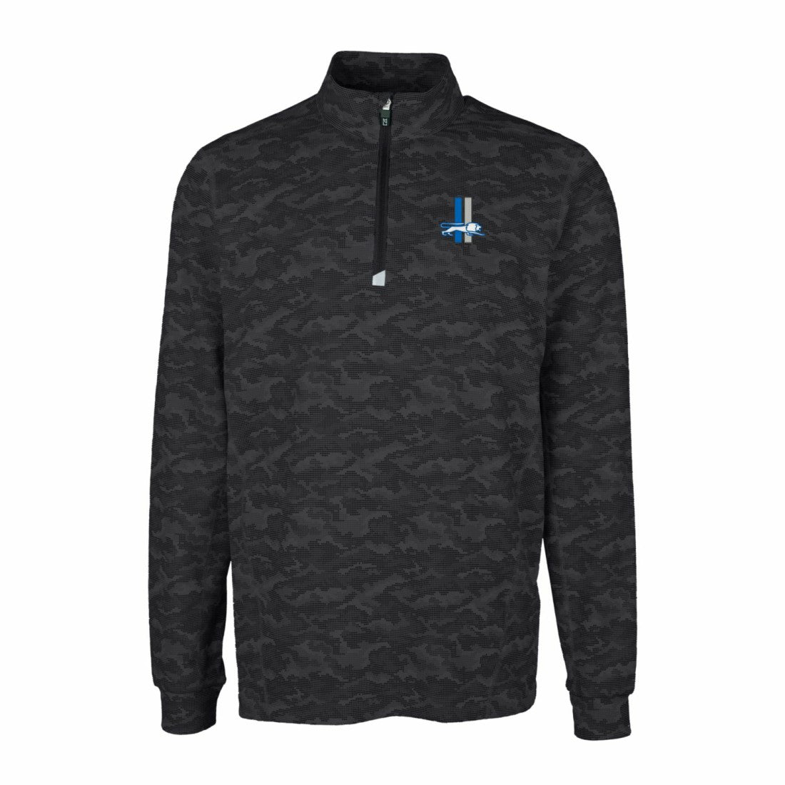 NFL Detroit Lions Cutter & Buck Throwback Logo Traverse Camo Print Stretch Quarter-Zip Pullover Top