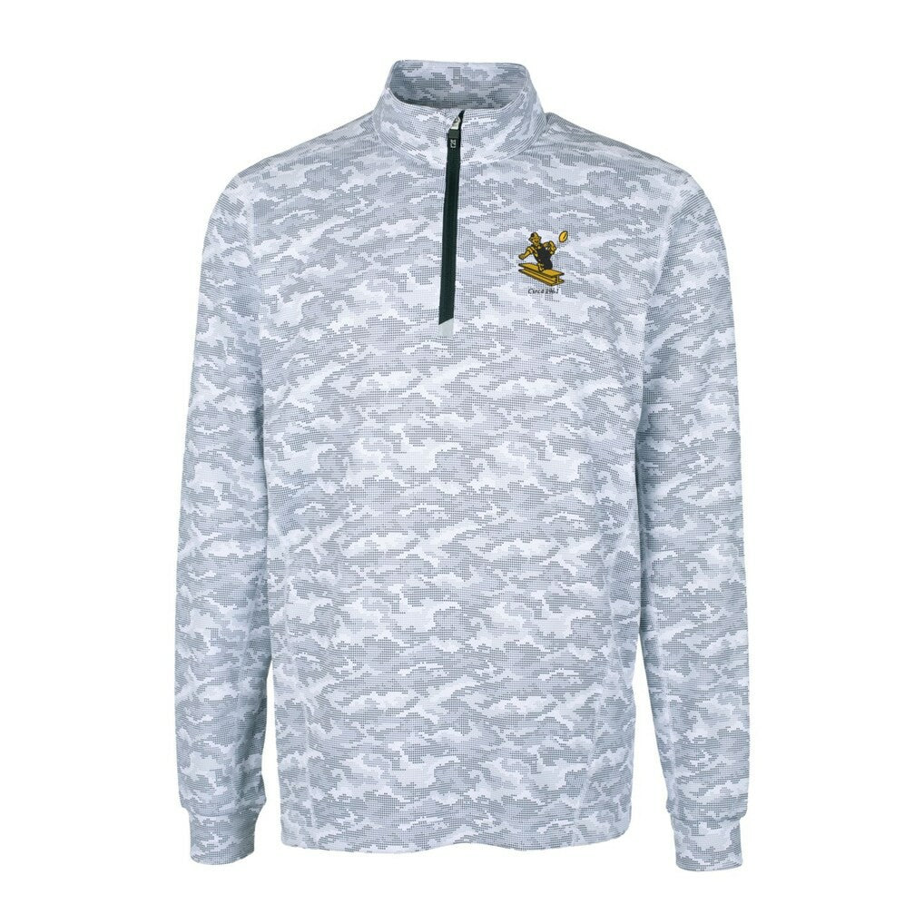 NFL Pittsburgh Steelers Cutter & Buck Throwback Logo Traverse Camo Print Stretch Quarter-Zip Pullover Top