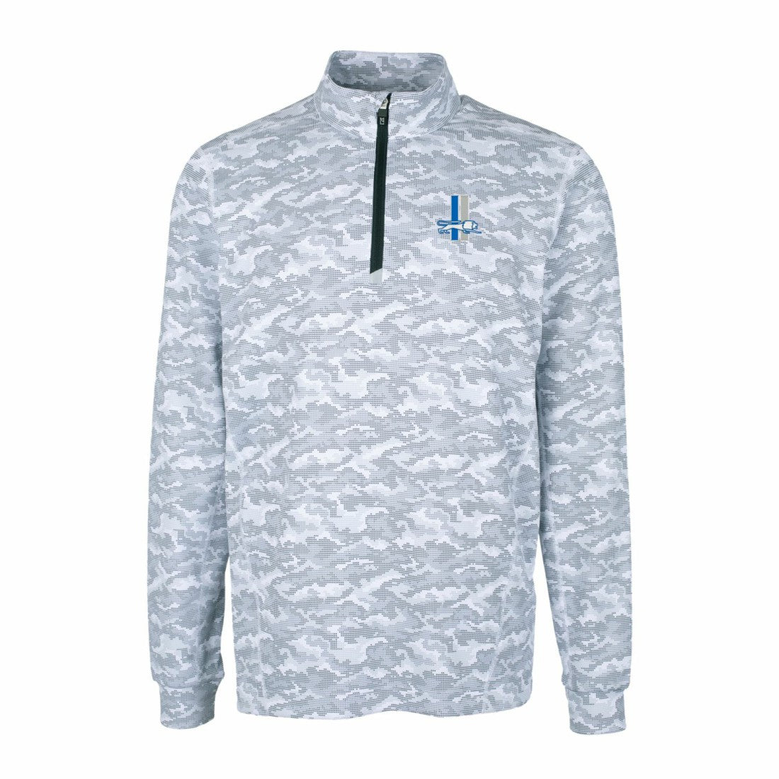 NFL Detroit Lions Cutter & Buck Throwback Logo Traverse Camo Print Stretch Quarter-Zip Pullover Top